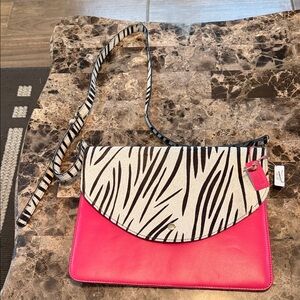 Elegant Zebra Print and Pink Crossbody Bag